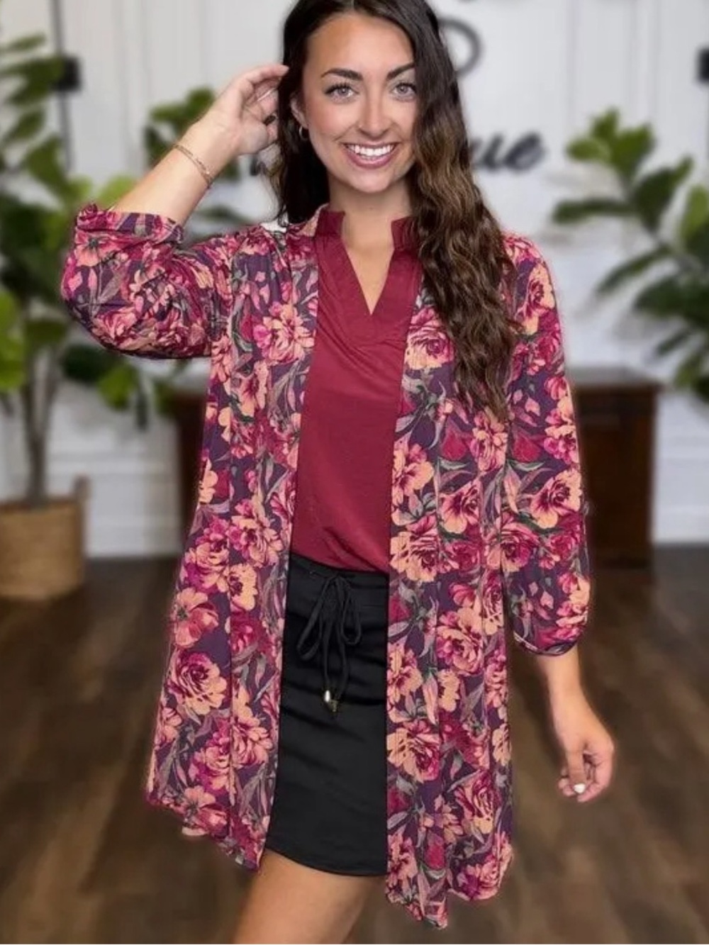 Dear Scarlett Floral Open-Front Cardigan Sweater - Rose Multi